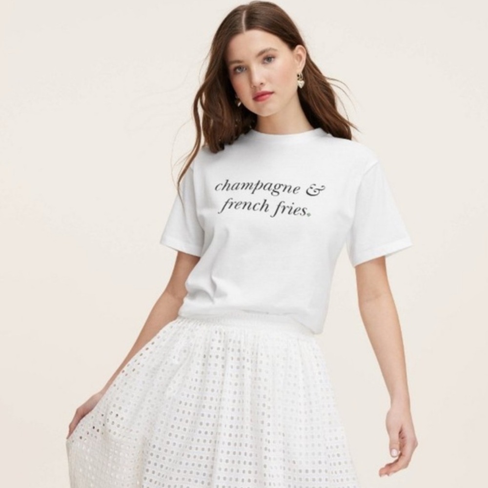 Kate Spade ♠️ Target Champagne and French Fries T-Shirt Small NEW tags